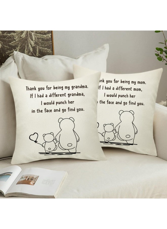 Mordely Mom Throw Pillow Cover Gift, Funny Mother's Day Mommy Mama Bear Pillow Cover for Birthday Christmas Mother Gift from Daughter from Son Decorative Linen Cushion Cover 18x18 Inch - Image 5